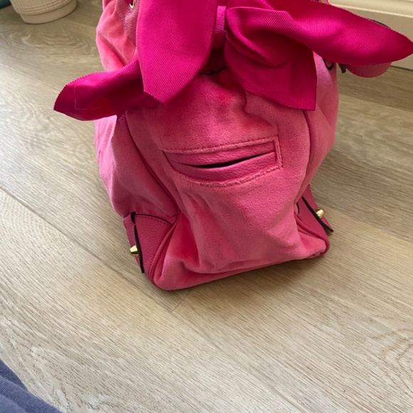 Hot Pink Velour Juicy Couture bag purse pink bling charm gold heart cute - Picture 3 of 5